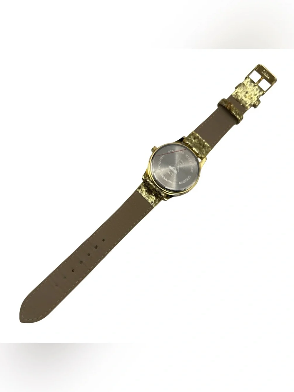 Avon Wrist Watch Women's Gold Tone Quartz with Crystal Accents & Glitter Strap